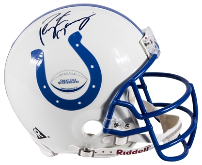 Johnny Unitas & Peyton Manning Dual Signed Great Colt Quarterbacks Helmet (LE 6/19) (JSA & Tristar)